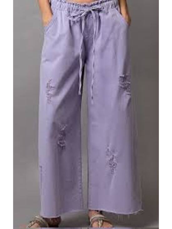 POL Denim - POL "Good Feels" Lavender Distressed Pants Sz Medium